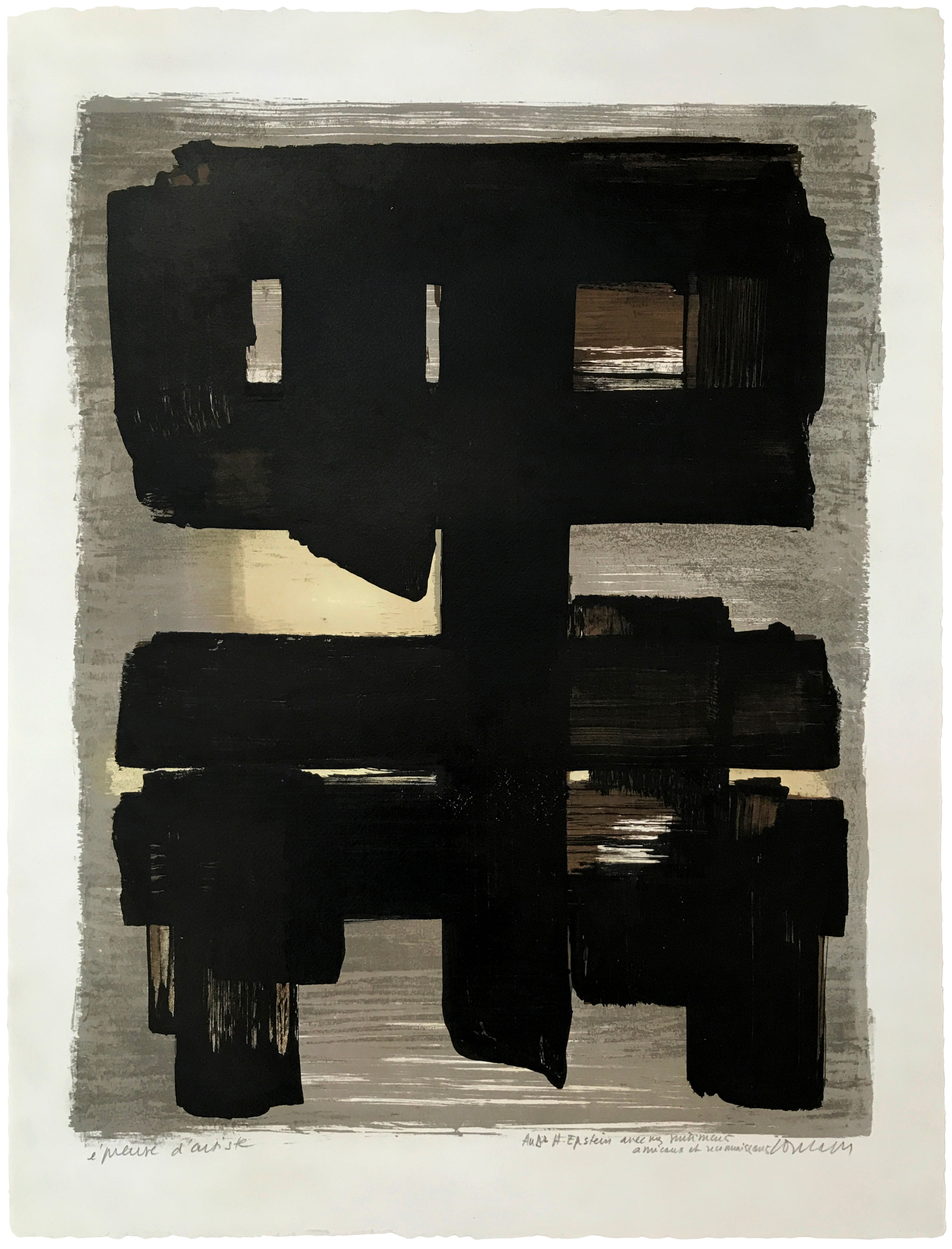 Pierre Soulages Lithographie no 1 original print in colours for sale