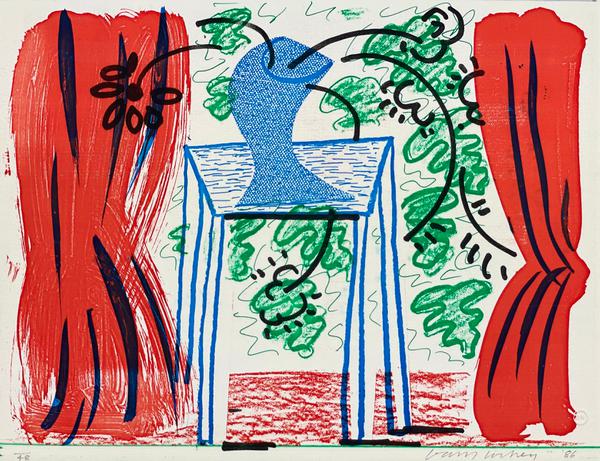 Still Life With Curtains, March 1986 - David Hockney