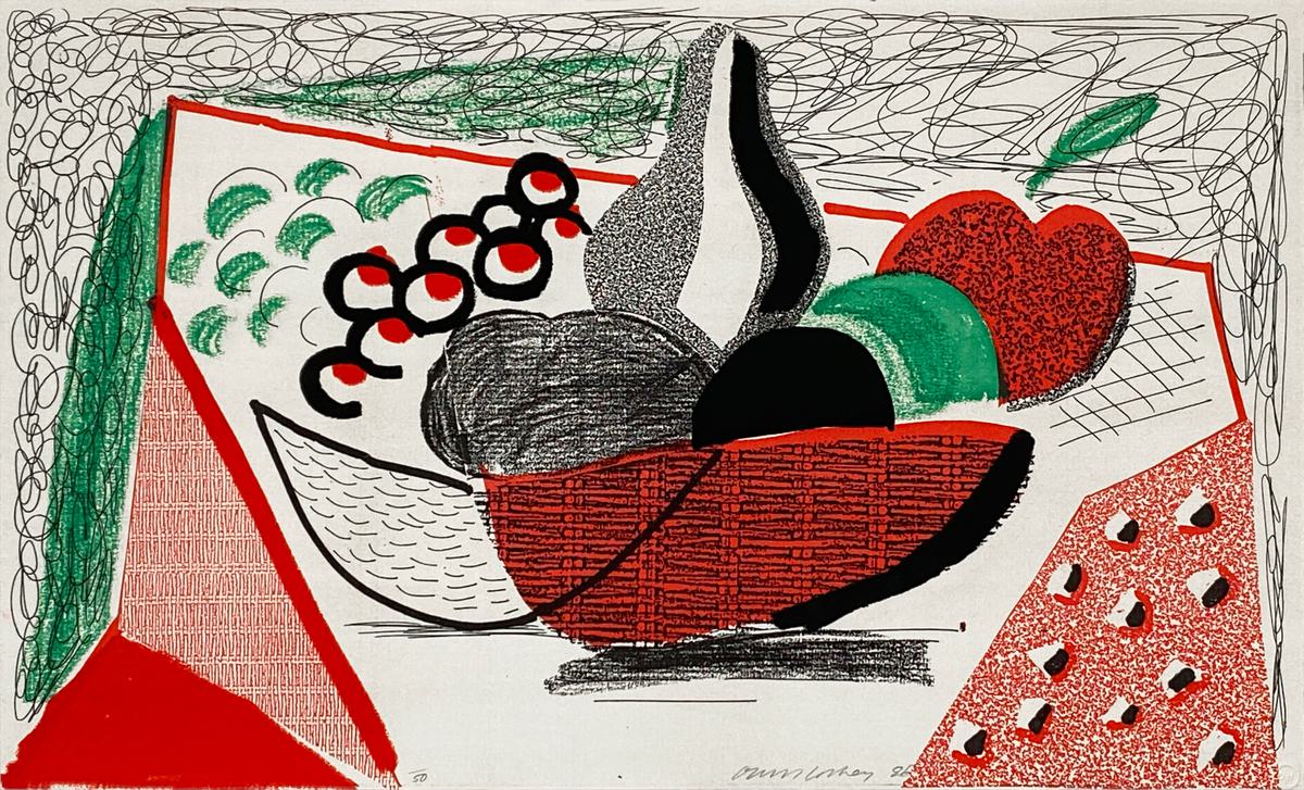 David HOCKNEY Apples Pears and Grapes home made print for sale