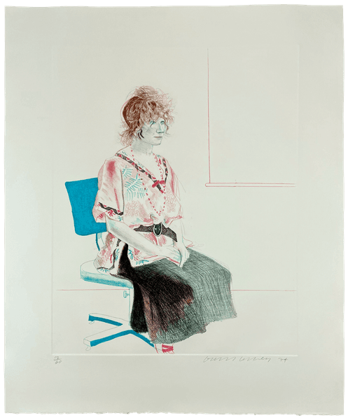 Celia Seated on an Office Chair - David Hockney