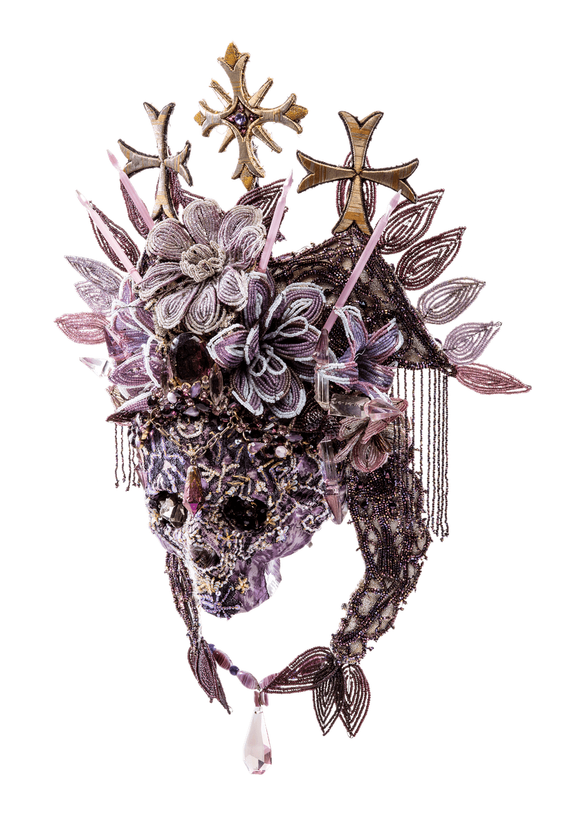 Saskia de Tollenaere  Lucrezia Borgia Resin, glass, textiles, rhinestones, semi-precious stones, metal original sculptural portrait for sale