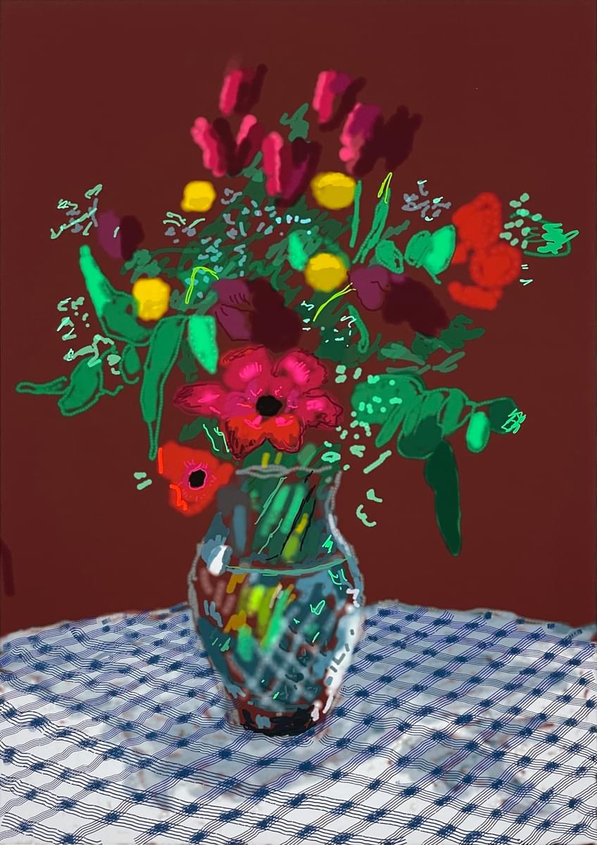 AC23 10 HOCKNEY 16th February 2021 More Flowers in a Glass Vase cropped copy