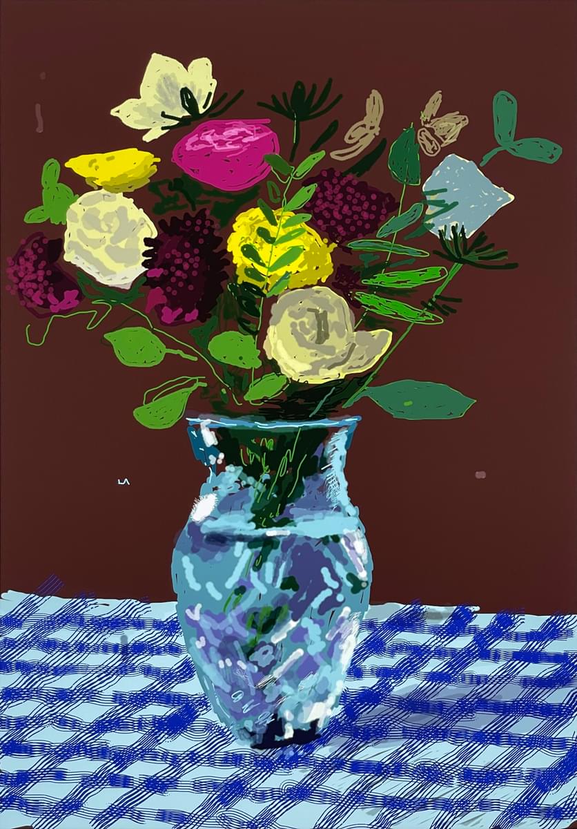 AC23 20 HOCKNEY 20th March 2021 Flowers Glass Vase on a Table image crop