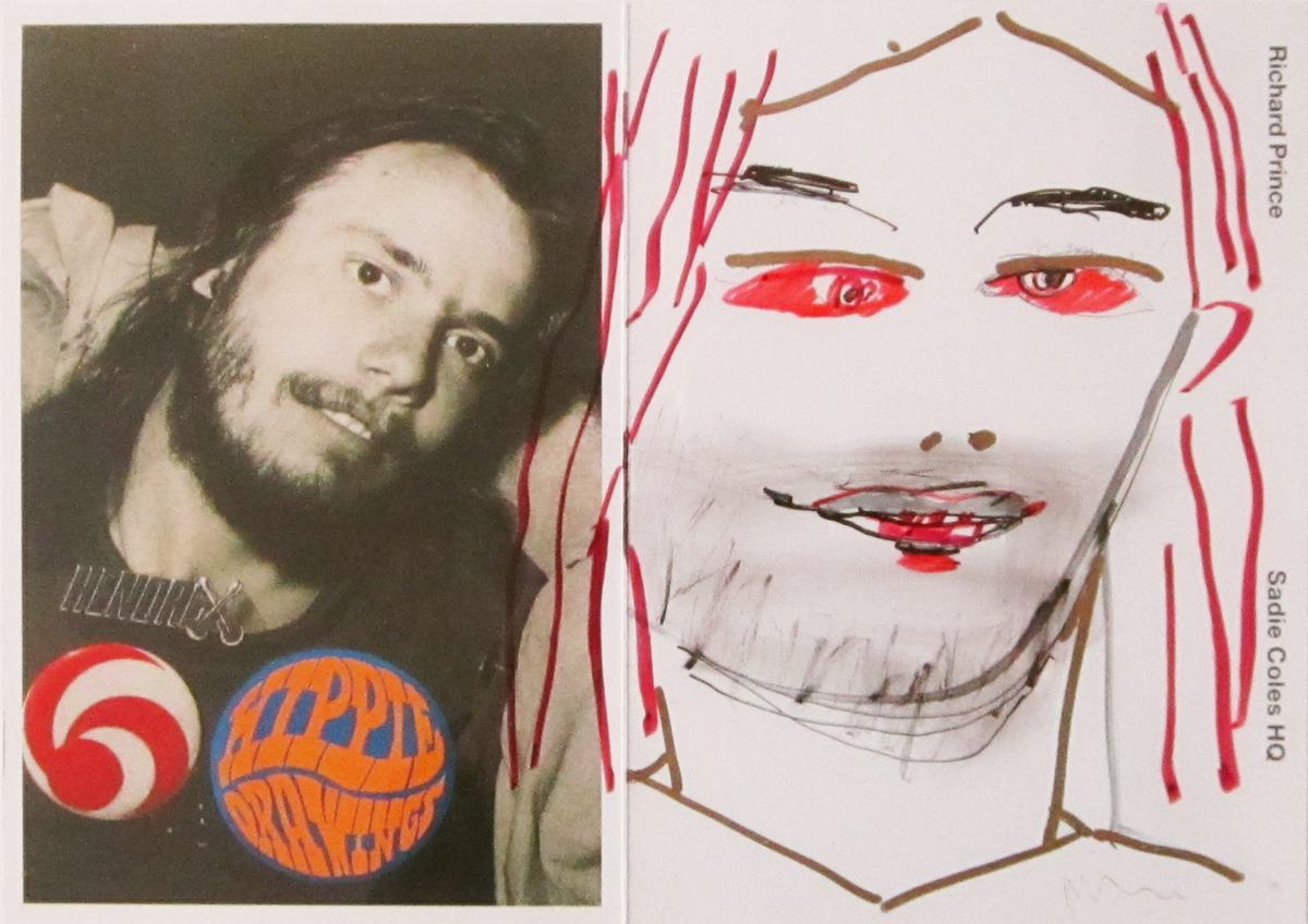 Richard Prince Self-Portrait as a Hippie original coloured marker pen on printed invitation card