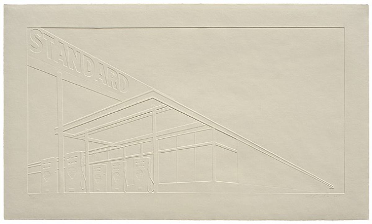 Ed Ruscha Ghost Station inkless embossed print for sale