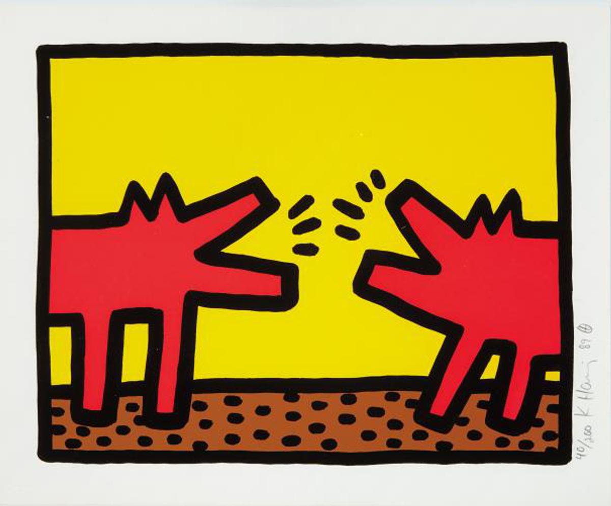 Keith Haring Barking Dogs original screenprint in colours