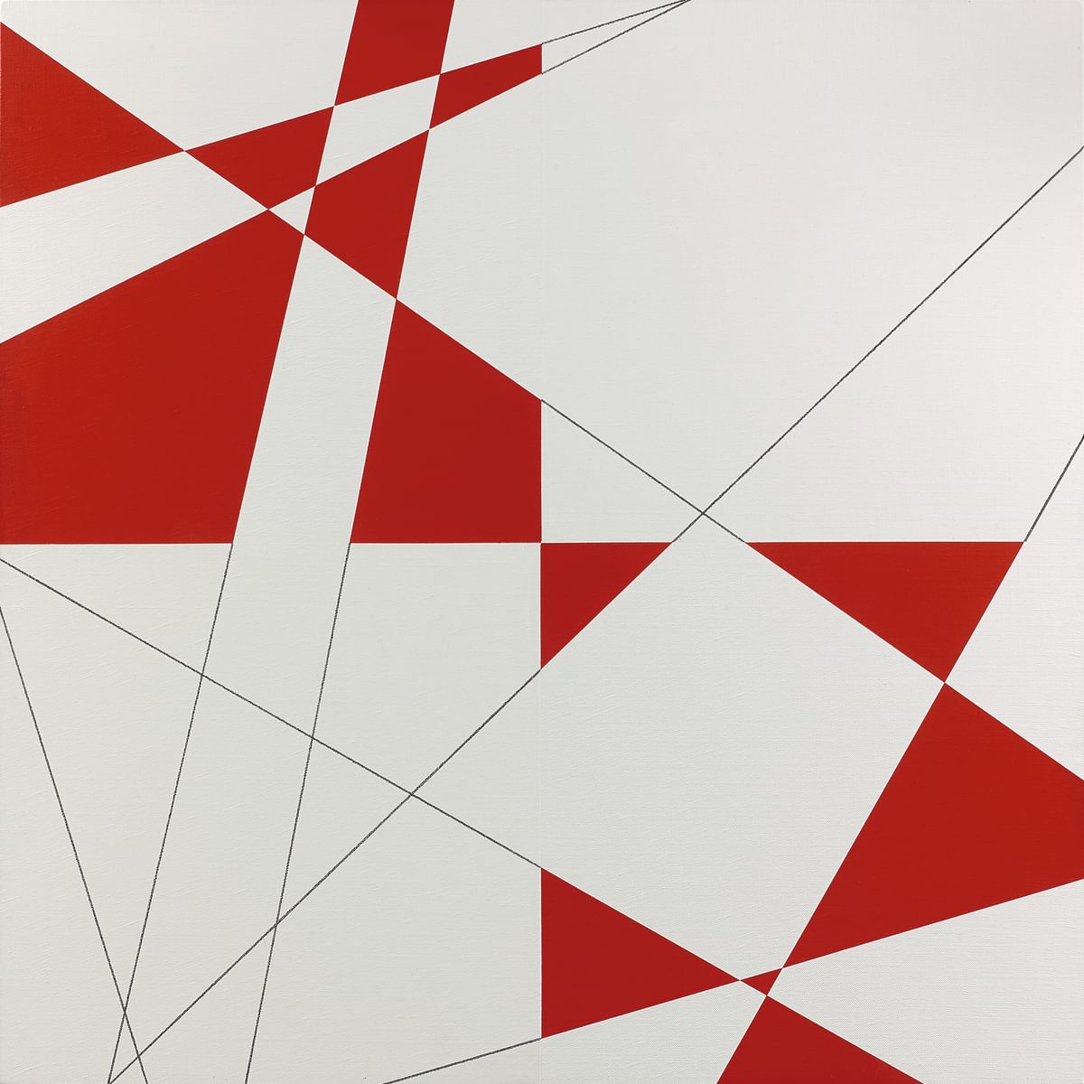 François Morellet 10 Lignes au Hasard Hybrides Rouge et Blanc original painting for sale