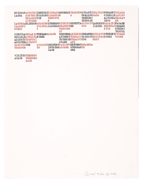 RUINSOFACCOUNTIRRETRIEXTRAORDOORWAYCHAMBERGIGANTIDEATHSHHUMANFICOLOSS, from "YUCATAN" - Carl Andre