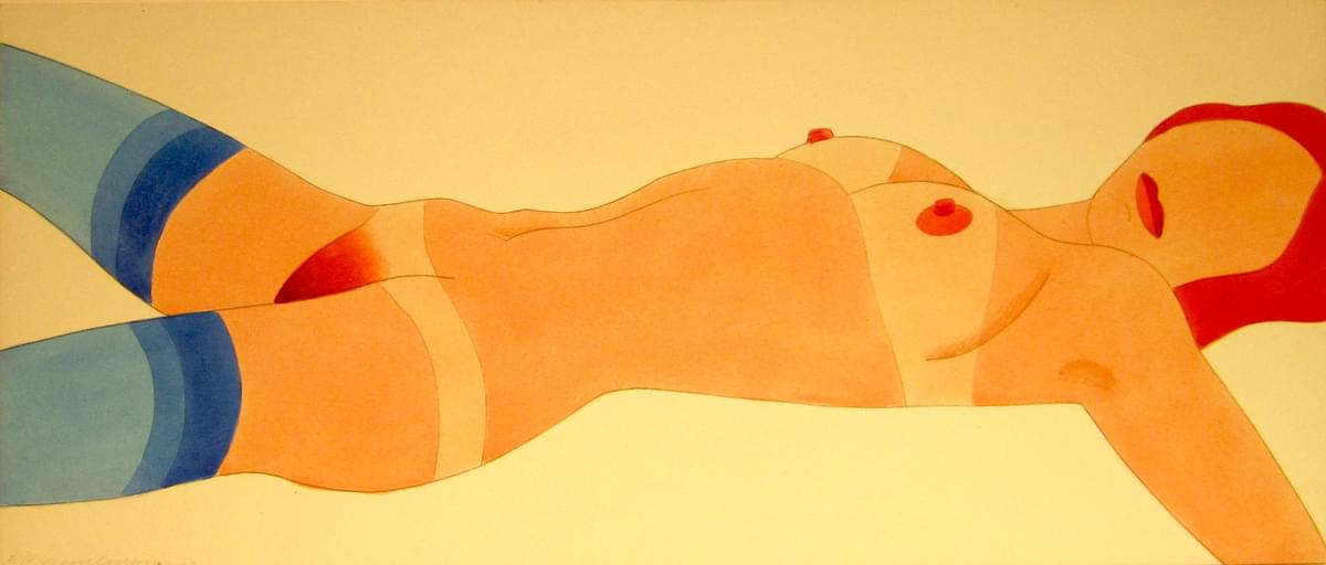 Tom Wesselmann Stockinged Nude 14 Thinned liquitex and pencil on ragboard signed unique work for sale