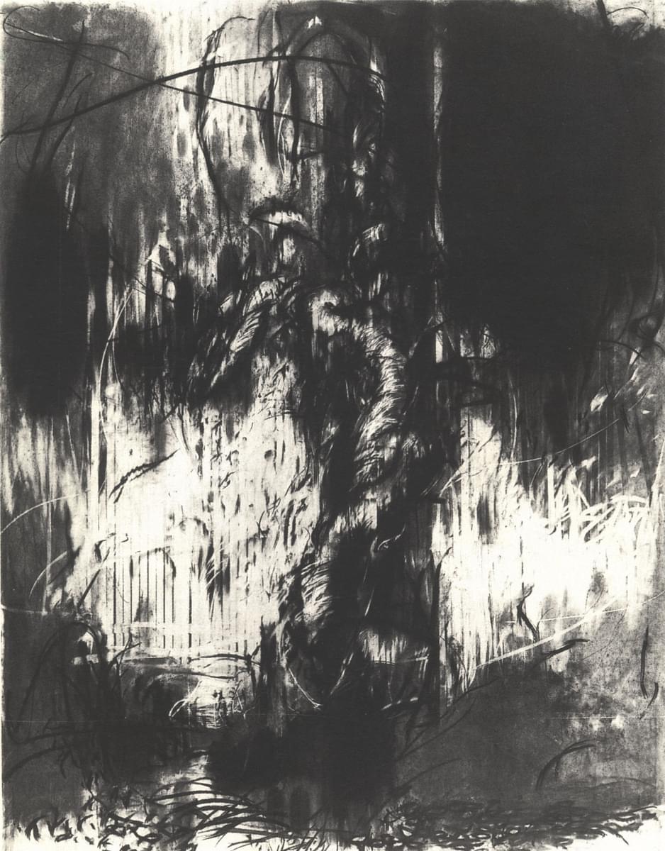 Hughie O'donoghue Olive Tree II original charcoal on paper signed and dated for sale