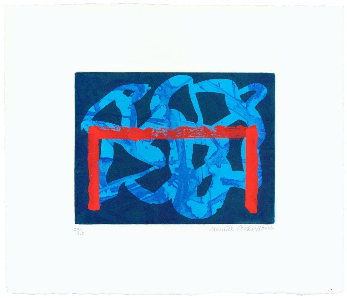 Maurice Cockrill Red Bridge original aquatint hand coloured by the artist in gouach signed and dated for sale