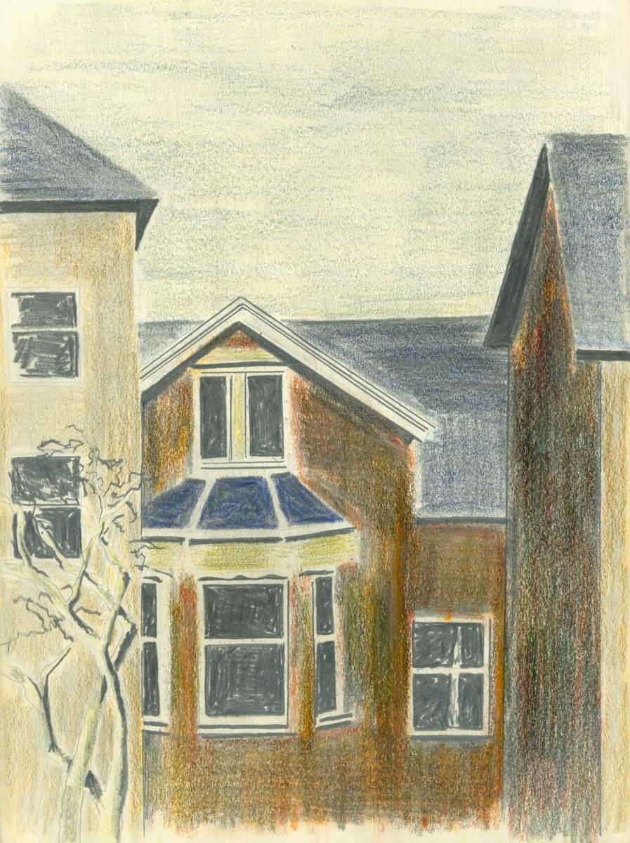 Julian Dyson Semi-Detached Houses original coloured pencil on paper for sale