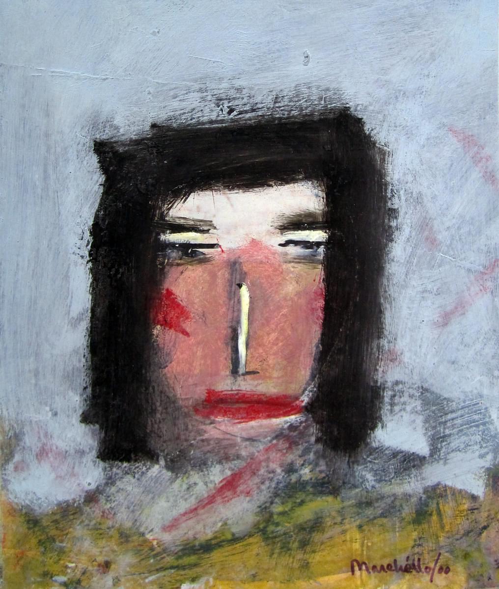 Marchélllo Untitled (Reflection series) original oil on paper signed and dated for sale