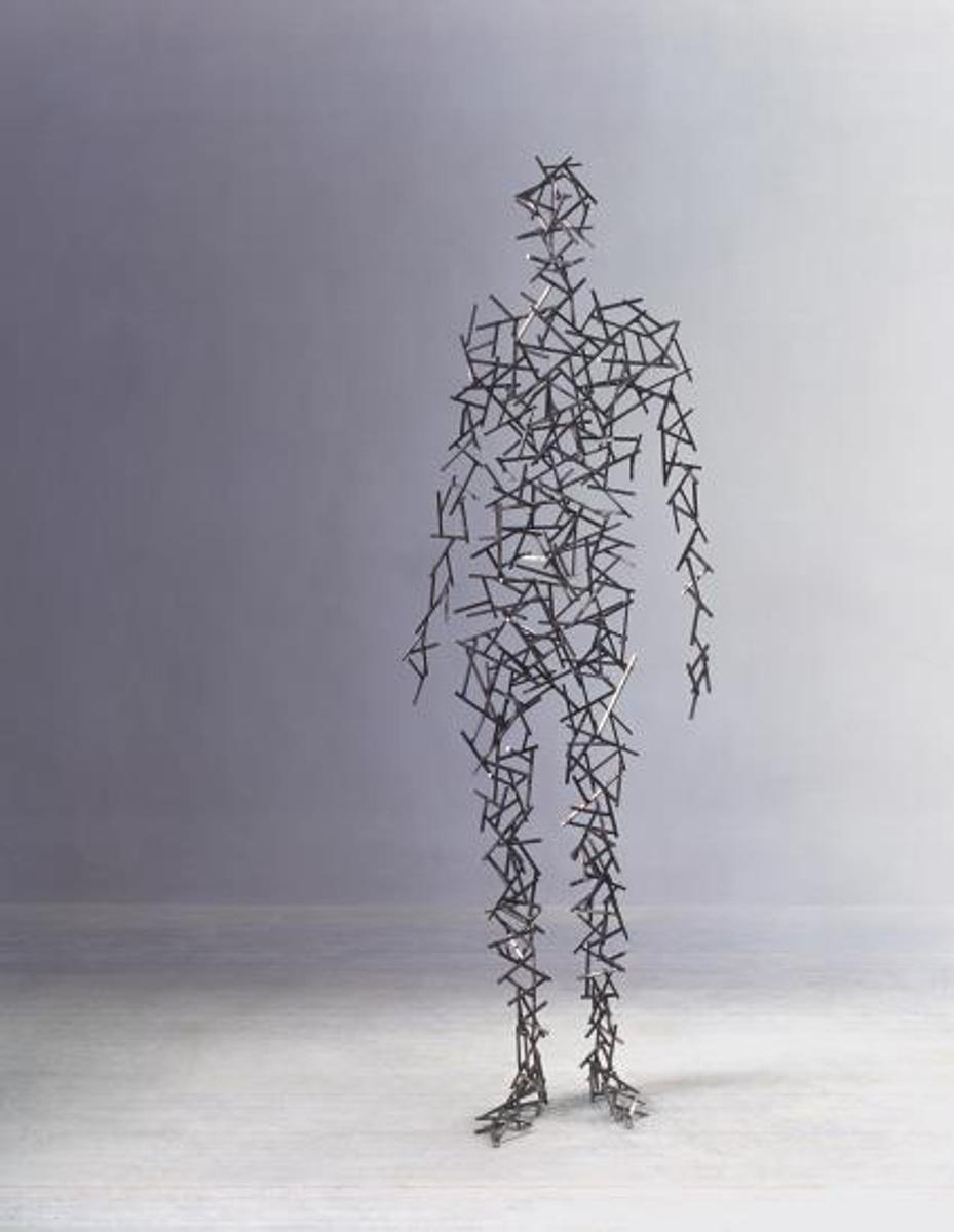 Antony Gormley Domain XV stainless steel sculpture