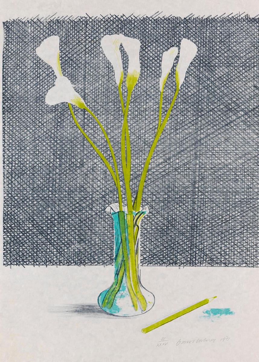 David Hockney Lillies, original lithograph in colours for sale