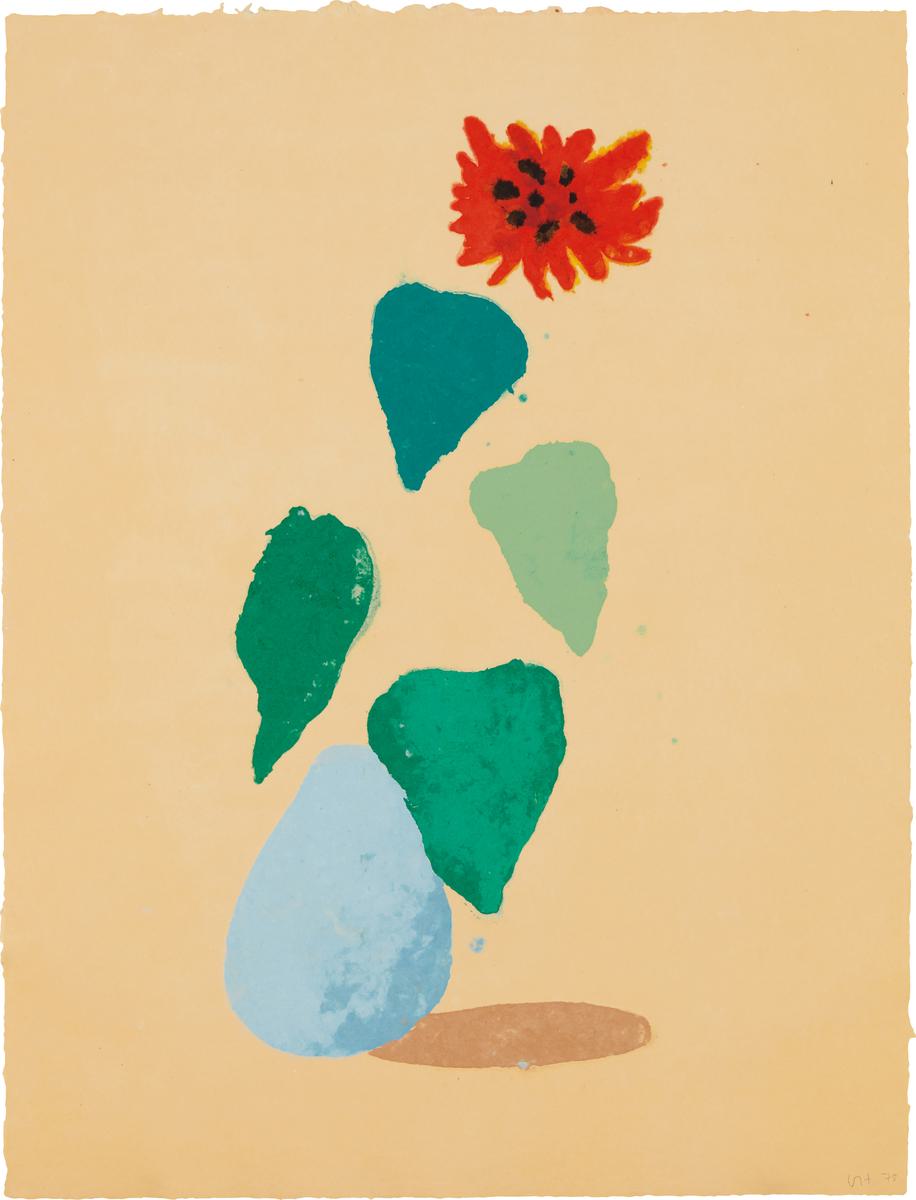 David Hockney Sunflower, unique print hand-coloured pressed paper pulp for sale
