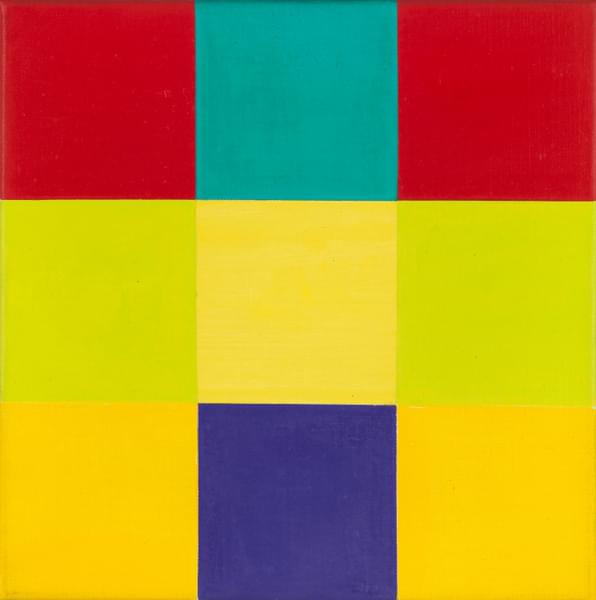 Entwurf B zu waagerechte Dominante mit violettem Quadrat - Richard Paul Lohse